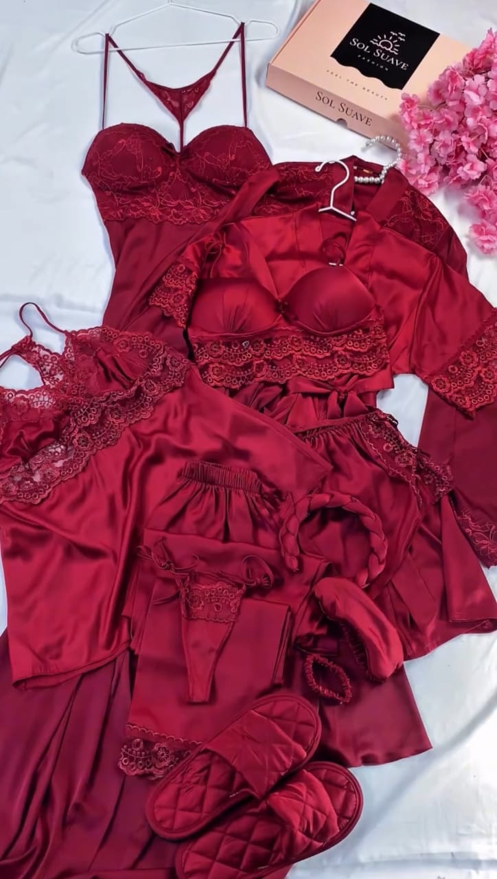 6-in-1 Satin Nightwear For Women